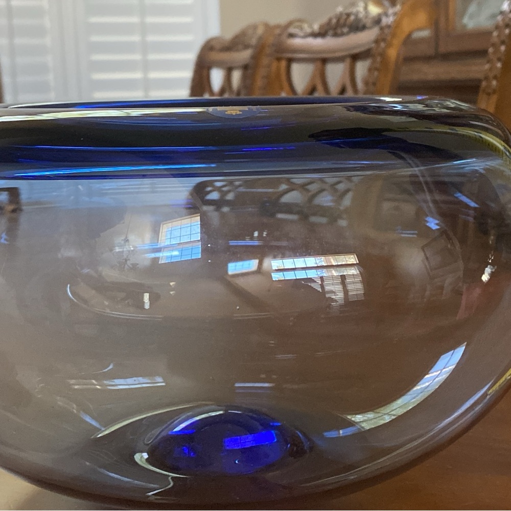 Per Lütken Mid-Century Holmegaard Blue Glass Bowl for Royal Copenhagen Murano - Picture 8 of 9